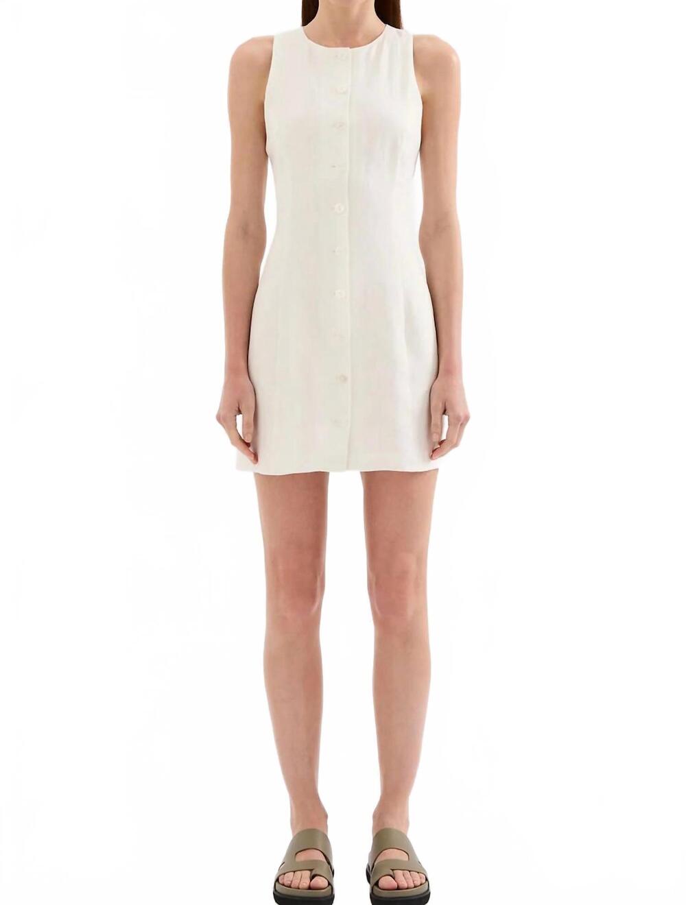 NEW NUDE LUCY mazi linen mini dress in white